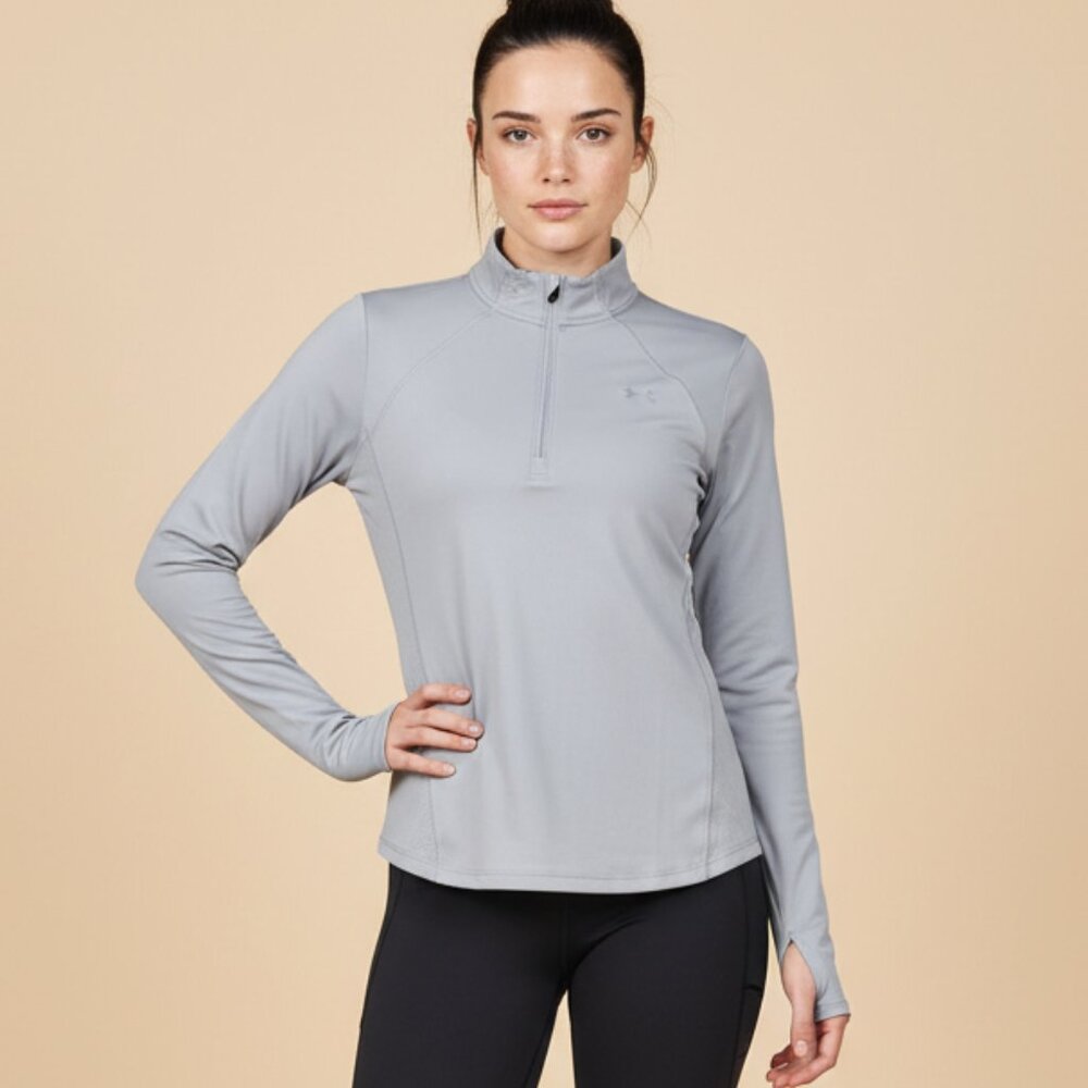 NWT Heat Gear Gray Women's RUN Fitted Lightweight Shirt Coat Jacket MED